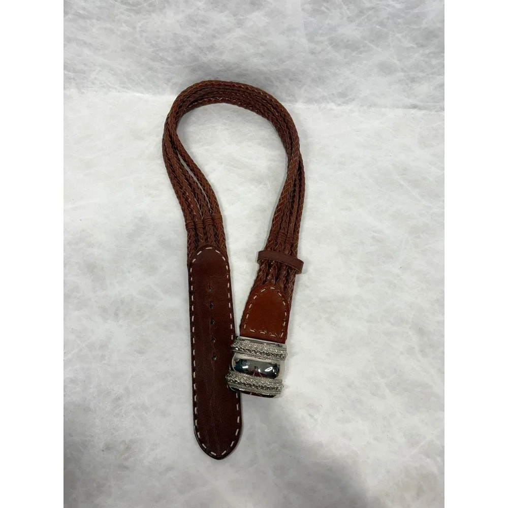The‎ Limited Vintage Brown Braided Leather Belt Silver Western Buckle Large